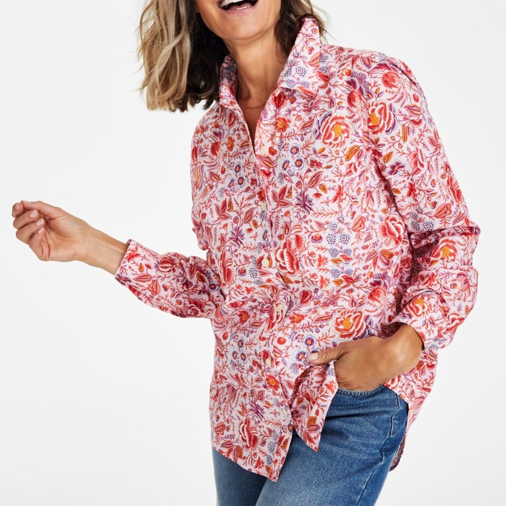 NWT Macy’s Style & Co Petite Floral Perfect Shirt in PS Petite Small